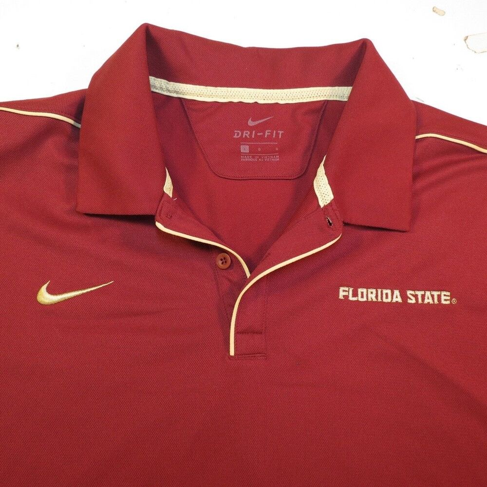 FLORIDA STATE FOOTBALL FSU SEMINOLES COLLEGE POLO  SHIRT Sz L NIKE